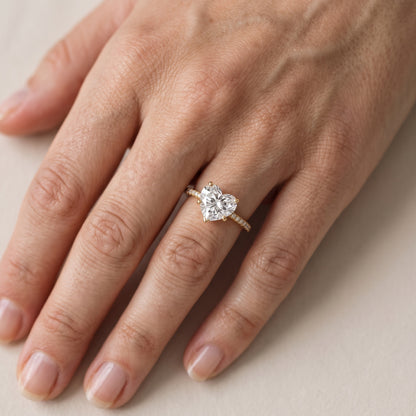 Mona Micropavé Heart Diamond Engagement Ring in Silver - lifestyle.jpg