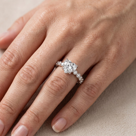 Piper Sidestone Heart Diamond Engagement Ring in Platinum - lifestyle.jpg