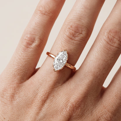 Marquise Cut Lab Grown Diamond Engagement Ring in Rose Gold