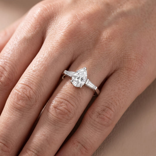 Winnie Three-Stone Pear Diamond Engagement Ring in White Gold - lifestyle.jpg