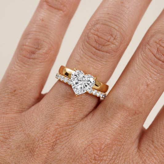 Josephine Split Shank Pavé Heart Diamond Engagement Ring in Yellow Gold - lifestyle.jpg