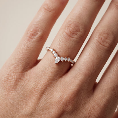 Priscilla Contour Pear & Round Diamond Stackable Ring in Rose Gold - lifestyle.jpg