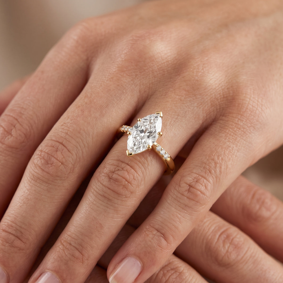 Aveline Flush-Set Marquise Diamond Engagement Ring in Platinum - lifestyle.jpg