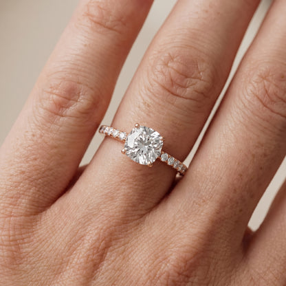 Juna French Pavé Solitaire Cushion Diamond Engagement Ring in Rose Gold - lifestyle.jpg