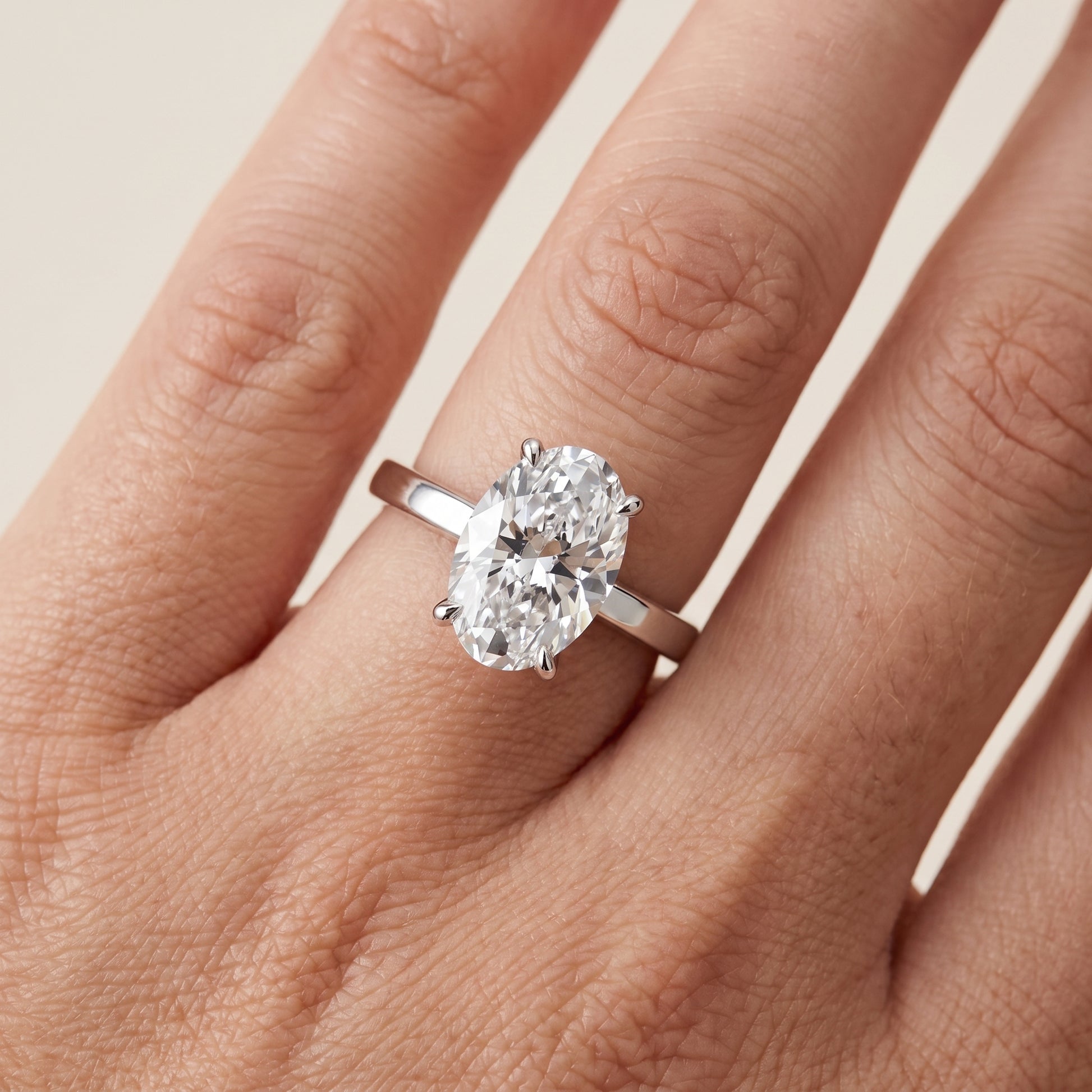 Kaia Solitaire Oval Diamond Ring in Silver - lifestyle.jpg