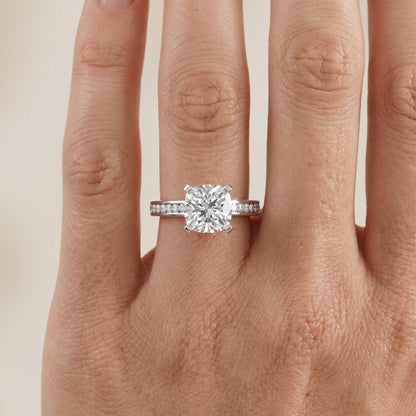 Tessa Solitaire Channel Set Cushion Diamond Engagement Ring in Platinum - lifestyle.jpg