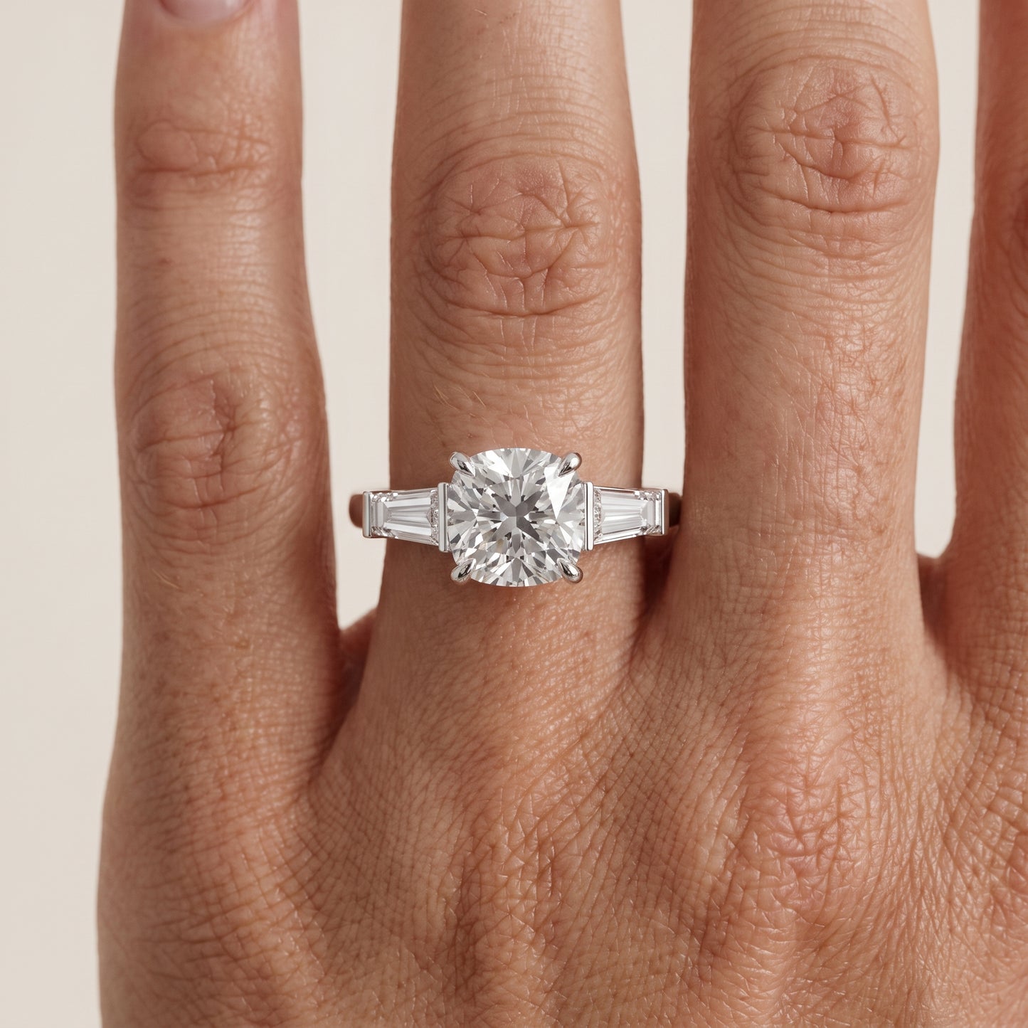 Zelda Tapered Baguette Cushion Diamond Engagement Ring in Silver - lifestyle.jpg