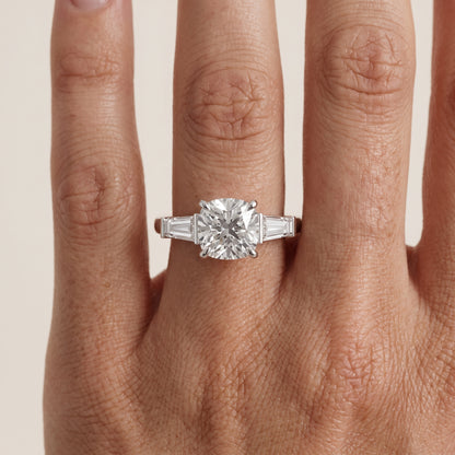 Zelda Tapered Baguette Cushion Diamond Engagement Ring in Silver - lifestyle.jpg