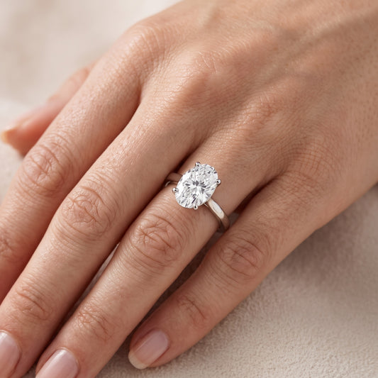 Matilda Cathedral Solitaire Oval Diamond Engagement Ring in Platinum - lifestyle.jpg