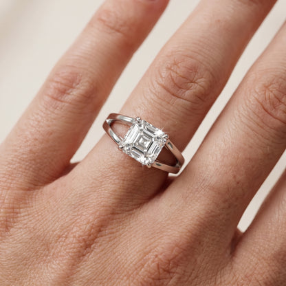 Giselle Solitaire Split Shank Asscher Diamond Engagement Ring in White Gold - lifestyle.jpg