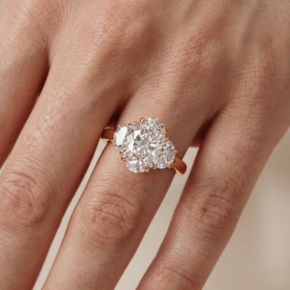 Romy Three-Stone Oval Diamond Engagement Ring in Rose Gold - lifestyle.jpg