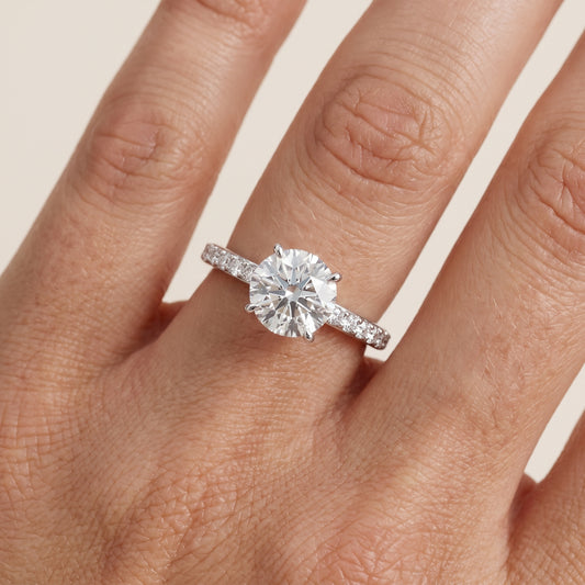 Annabel Pavé Solitaire Round Diamond Engagement Ring in Platinum - lifestyle.jpg
