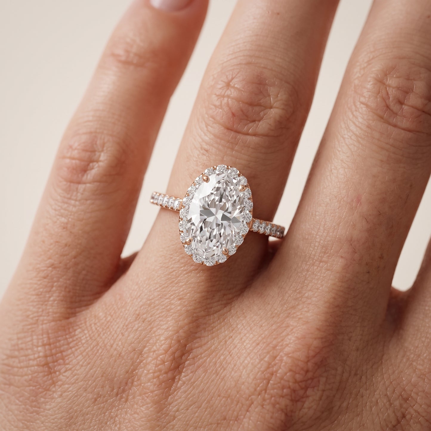 Willa Halo Micropavé Oval Diamond Engagement Ring in Rose Gold - lifestyle.jpg