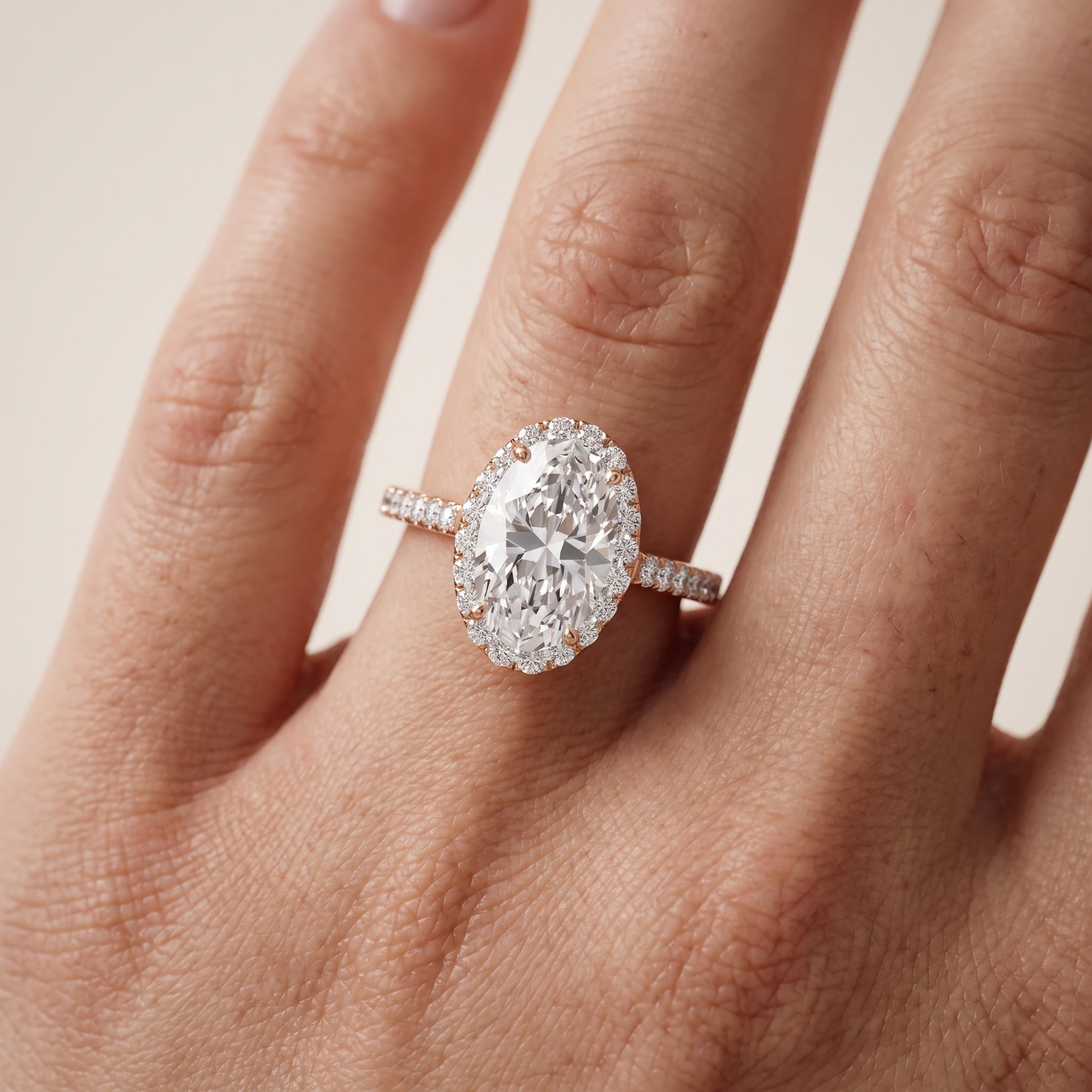 Willa Halo Micropavé Oval Diamond Engagement Ring in Rose Gold - lifestyle.jpg