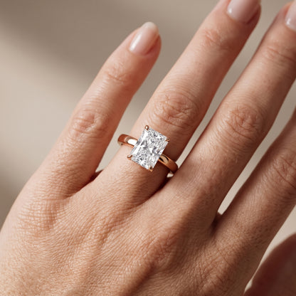 Lara Hidden Halo Radiant Diamond Engagement Ring in Rose Gold - lifestyle.jpg