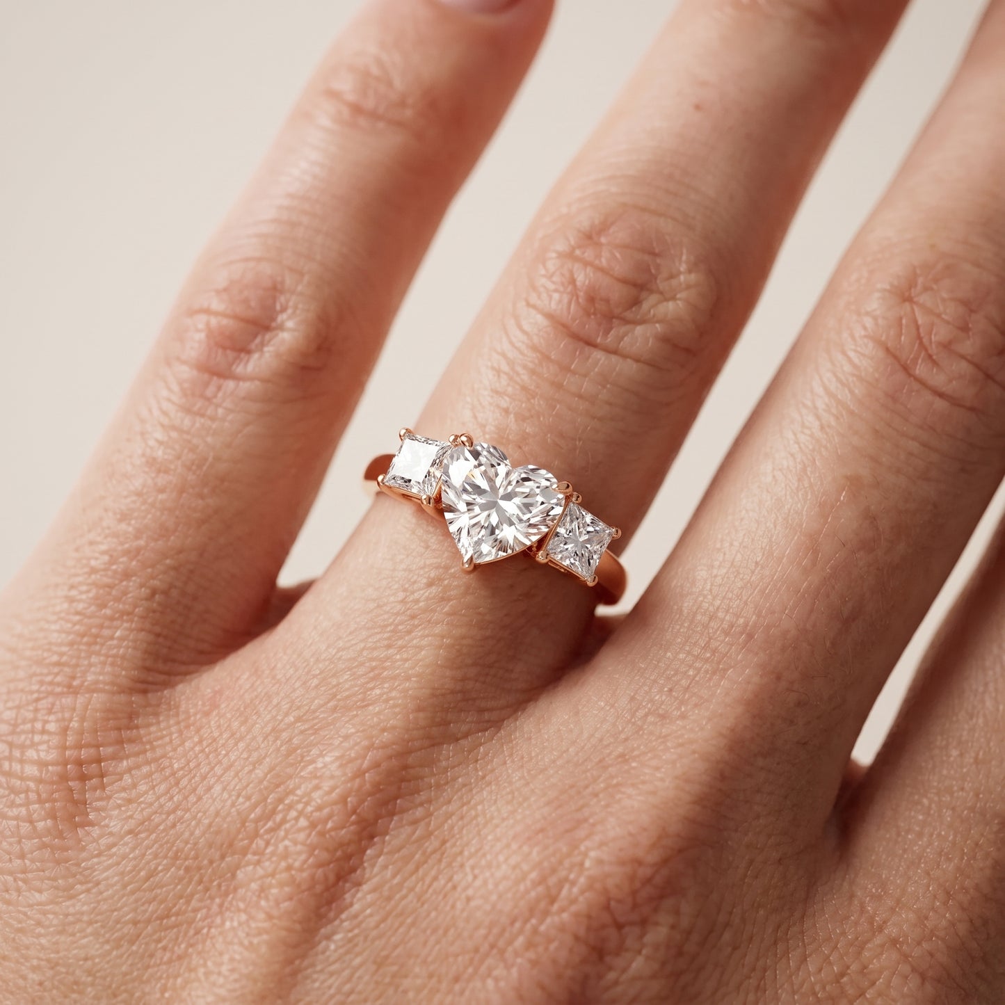 Sienna Three-Stone Heart Diamond Ring in Rose Gold - lifestyle.jpg