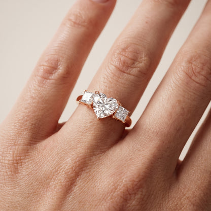Sienna Three-Stone Heart Diamond Ring in Rose Gold - lifestyle.jpg