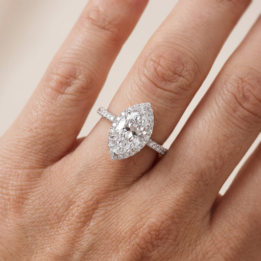 Willa Halo Micropavé Marquise Diamond Engagement Ring in White Gold - lifestyle.jpg