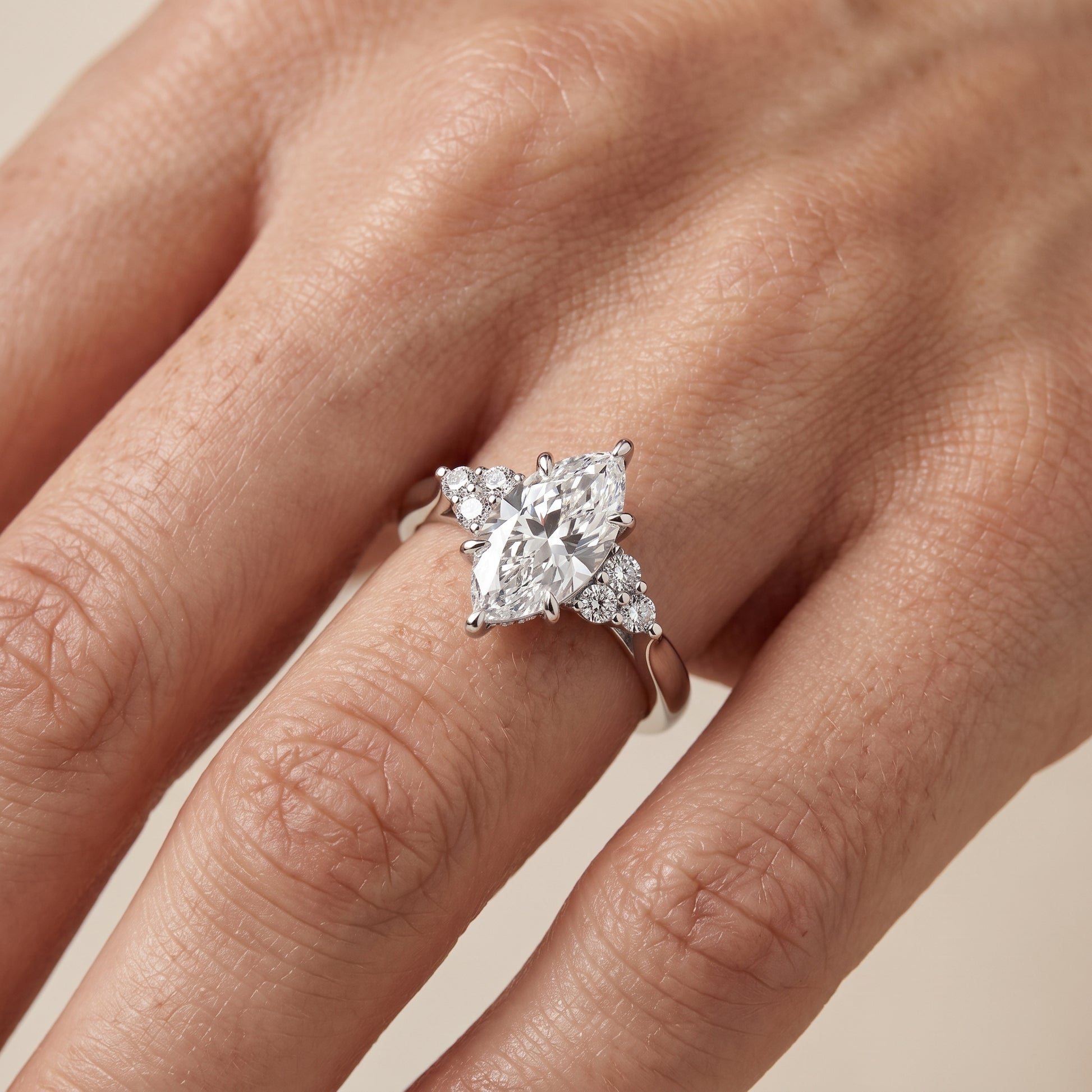 Anya Sidestone Cluster Marquise Diamond Ring in Platinum - lifestyle.jpg