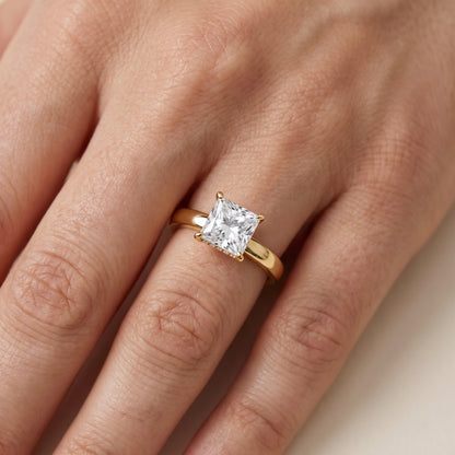 Lara Hidden Halo Princess Diamond Engagement Ring in Yellow Gold - lifestyle.jpg