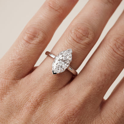Marquise Cut Lab Grown Diamond Engagement Ring in Platinum