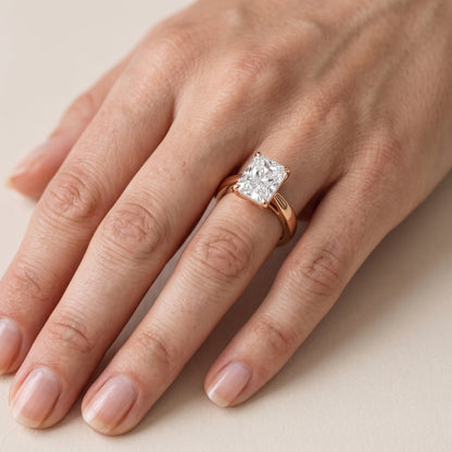Lucia Solitaire Six-Prong Radiant Diamond Engagement Ring in Rose Gold - lifestyle.jpg