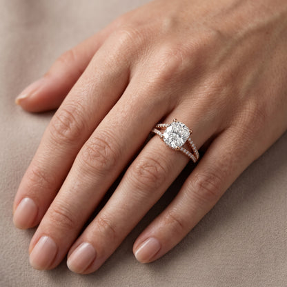 Eternal Embrace Solitaire Cushion Diamond Engagement Ring in Rose Gold - lifestyle.jpg