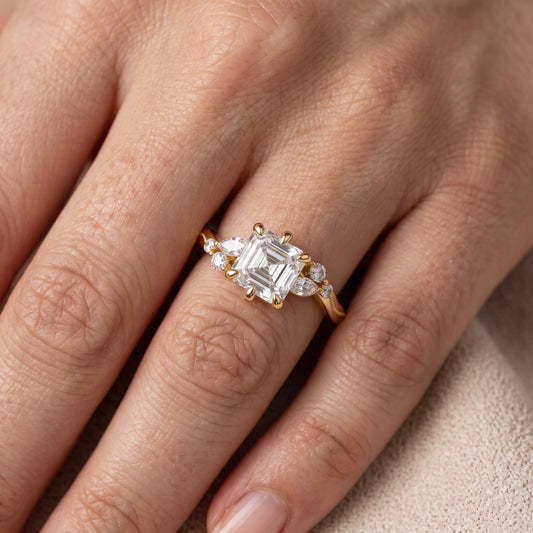 Joanna Milgrain Twist Asscher Diamond Engagement Ring in Yellow Gold - lifestyle.jpg