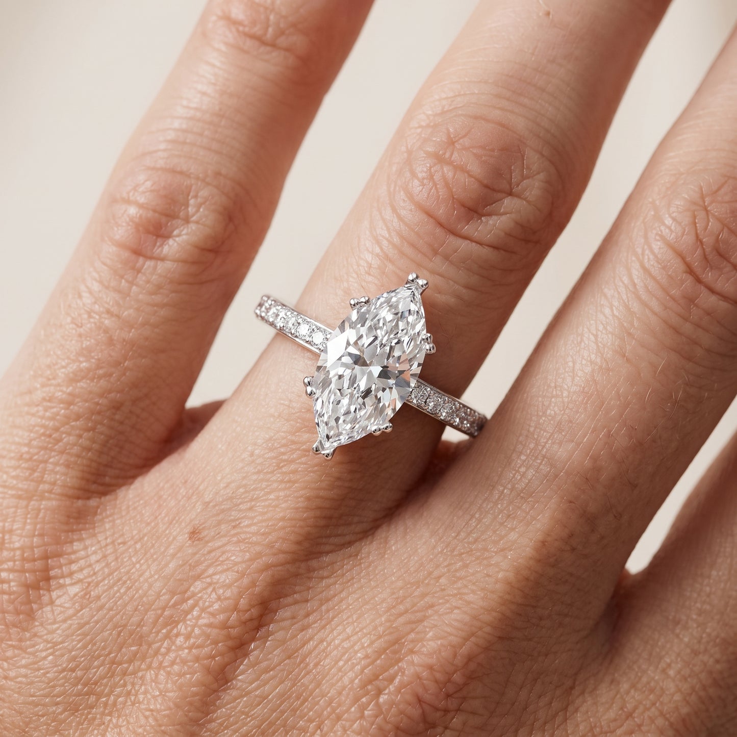 Violet Hidden Halo Pavé Marquise Diamond Ring in Silver - lifestyle.jpg