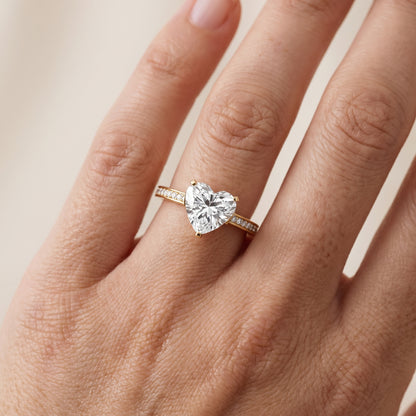 Naia Hidden Halo Heart Diamond Ring in Yellow Gold - lifestyle.jpg