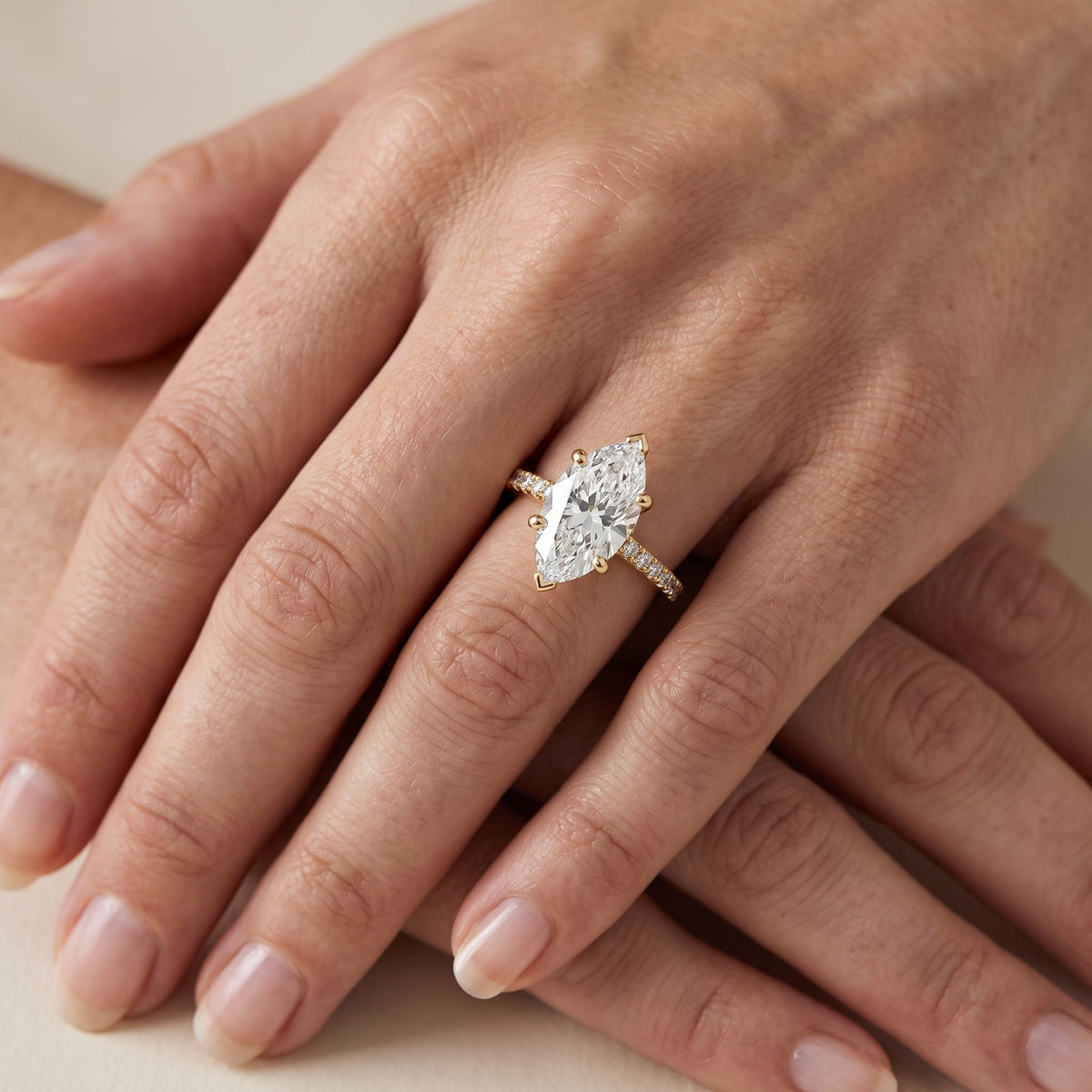 Beth Hidden Halo Pavé Marquise Diamond Engagement Ring in Platinum - lifestyle.jpg
