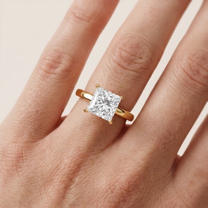 Liana Solitaire Claw Prong Princess Diamond Engagement Ring in Yellow Gold - lifestyle.jpg