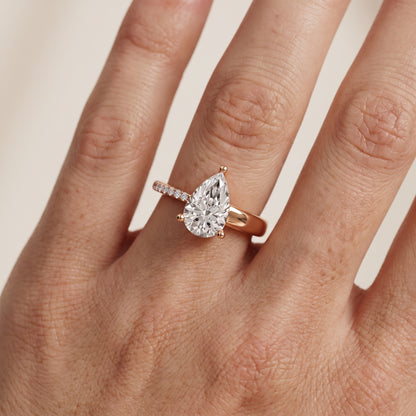 Rosie Solitaire Basket Pear Diamond Engagement Ring in Rose Gold - lifestyle.jpg
