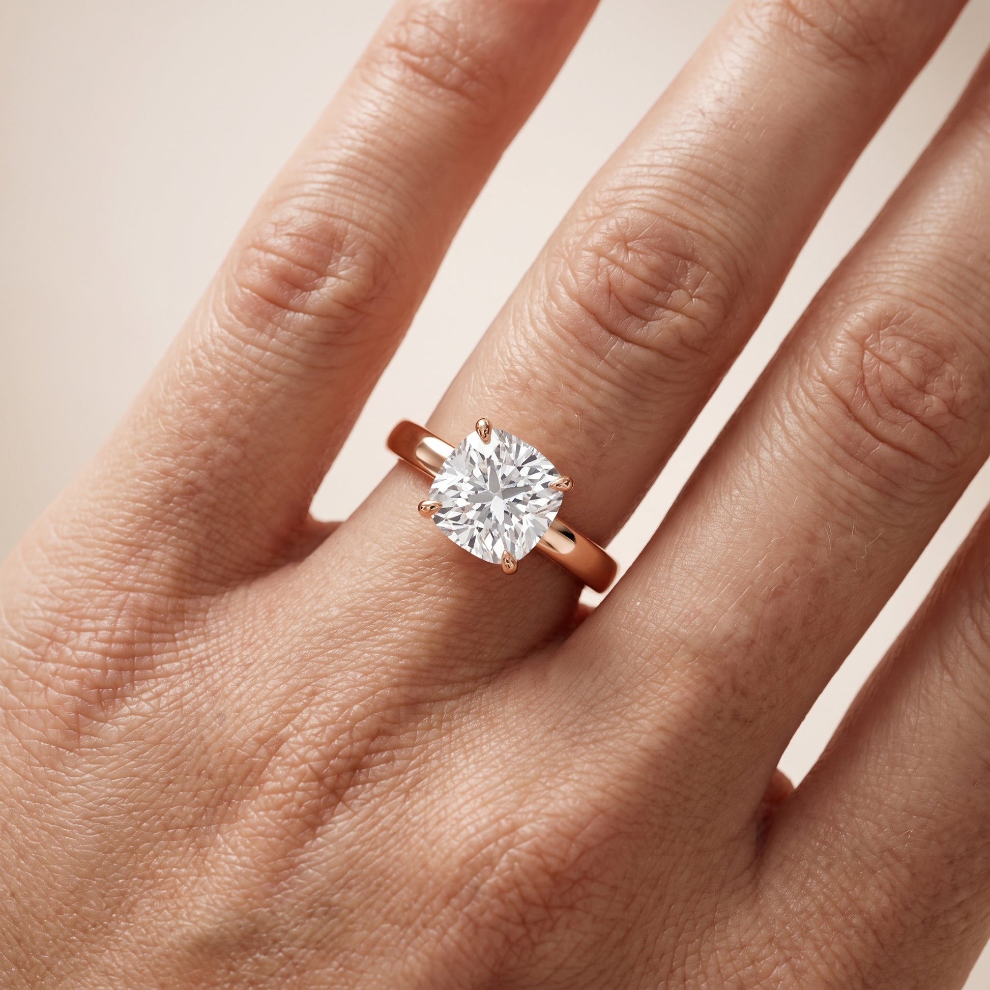 Lara Hidden Halo Cushion Diamond Engagement Ring in Rose Gold - lifestyle.jpg