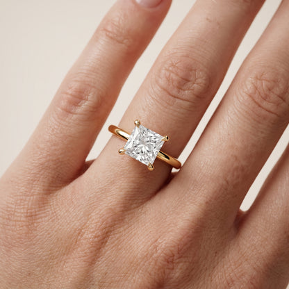 Nella Petite Solitaire Princess Diamond Engagement Ring in Yellow Gold - lifestyle.jpg