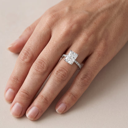 Maya Hidden Halo Pavé Radiant Diamond Engagement Ring in Silver - lifestyle.jpg