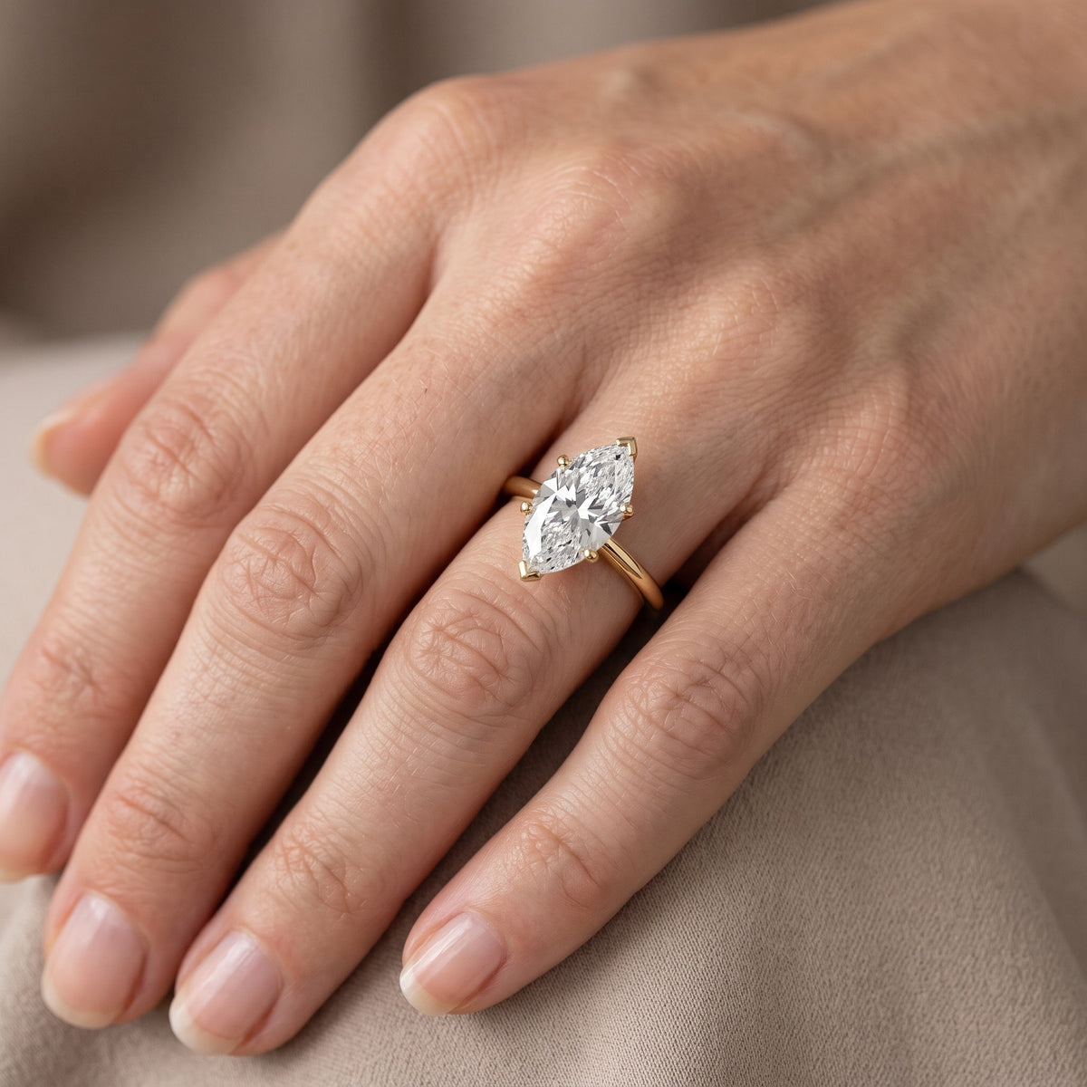 Aida Solitaire Knife Edge Marquise Diamond Engagement Ring in Silver - lifestyle.jpg