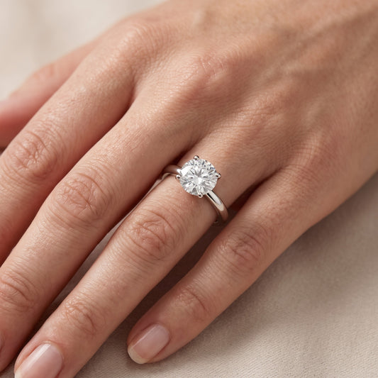 Maisie Four Prong Solitaire Round Diamond Engagement Ring in Platinum - lifestyle.jpg