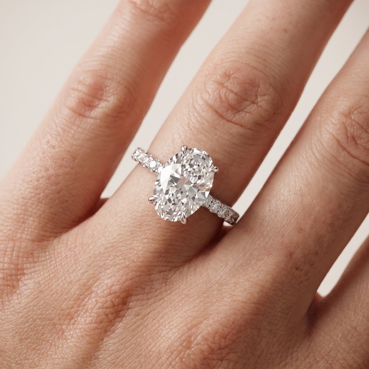 Thea Hidden Halo Pavé Oval Diamond Engagement Ring in Silver - lifestyle.jpg