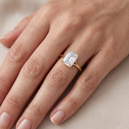 Blanche Solitaire Split Shank Emerald Diamond Engagement Ring in Rose Gold - lifestyle.jpg