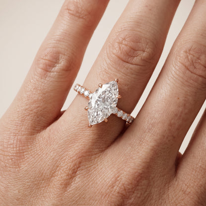 Thea Hidden Halo Pavé Marquise Diamond Engagement Ring in Rose Gold - lifestyle.jpg