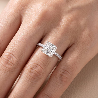 Ione Solitaire Pavé Asscher Diamond Engagement Ring in Silver - lifestyle.jpg