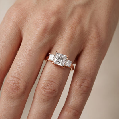Sienna Three-Stone Princess Diamond Ring in Rose Gold - lifestyle.jpg
