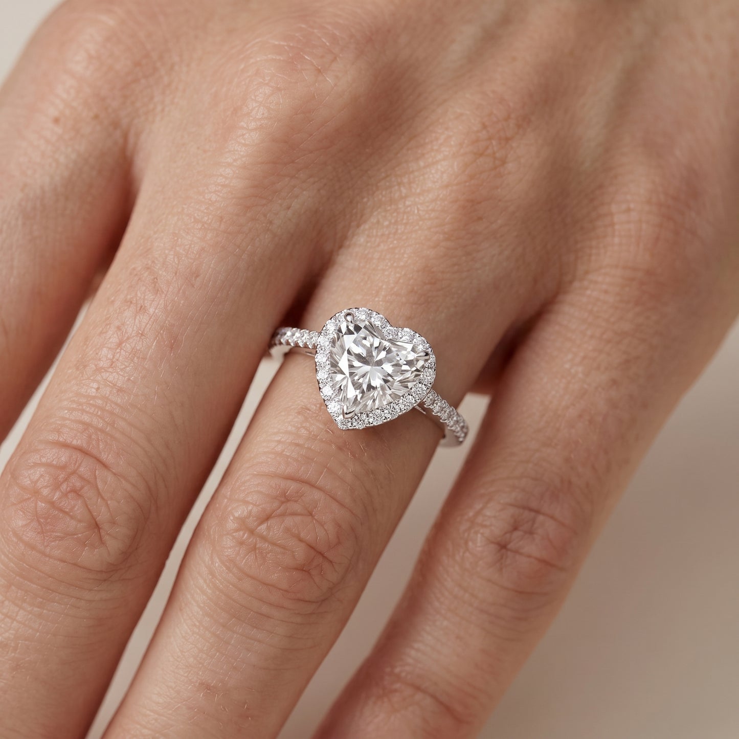Alma Halo Pavé Heart Diamond Ring in Platinum - lifestyle.jpg