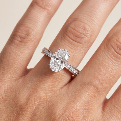 Rhea Sidestone Pavé Oval Diamond Engagement Ring in Platinum - lifestyle.jpg