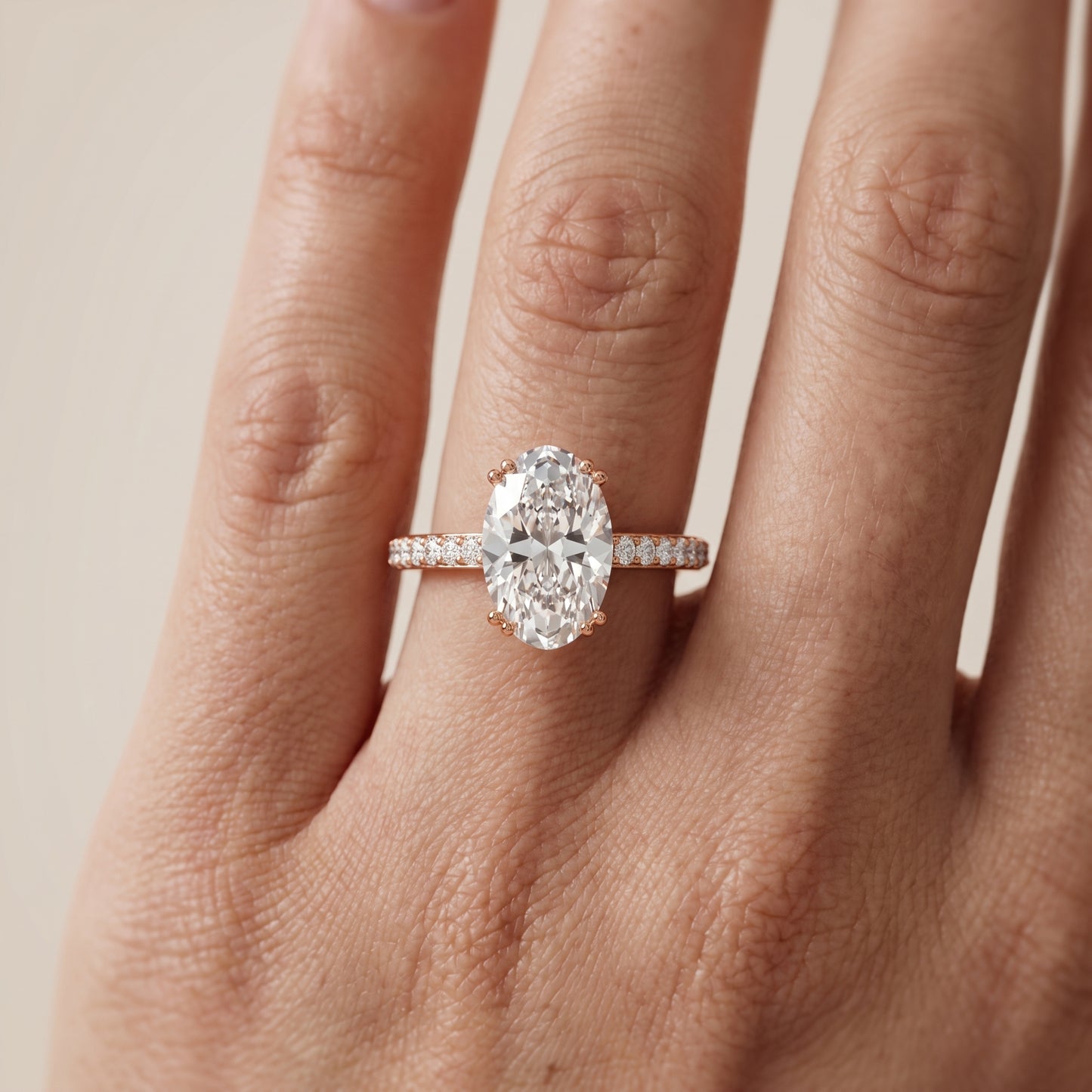 Violet Hidden Halo Pavé Oval Diamond Ring in Rose Gold - lifestyle.jpg