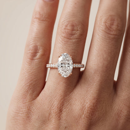 Violet Hidden Halo Pavé Oval Diamond Ring in Rose Gold - lifestyle.jpg