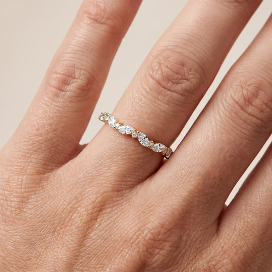Nika Petite Marquise & Round Diamond Wedding Band in Yellow Gold - lifestyle.jpg