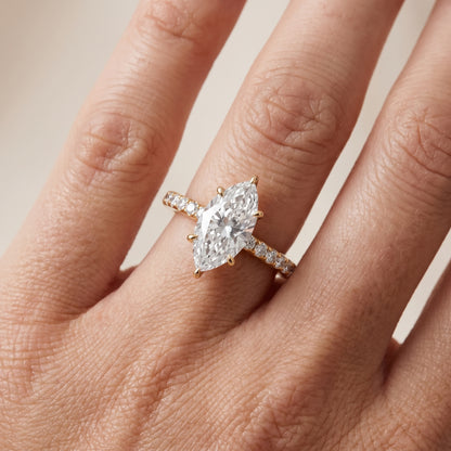Thea Hidden Halo Pavé Marquise Diamond Engagement Ring in Yellow Gold - lifestyle.jpg