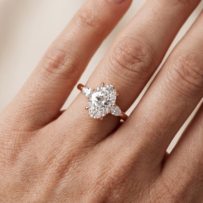 Leila Three-Stone Oval Diamond Engagement Ring in Rose Gold - lifestyle.jpg